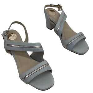 Laura Biagiotti Blue Leather Slingback Heels, Size 7.5 Preowned Euro 38
